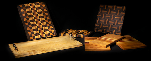 Several of our cutting boards on display.